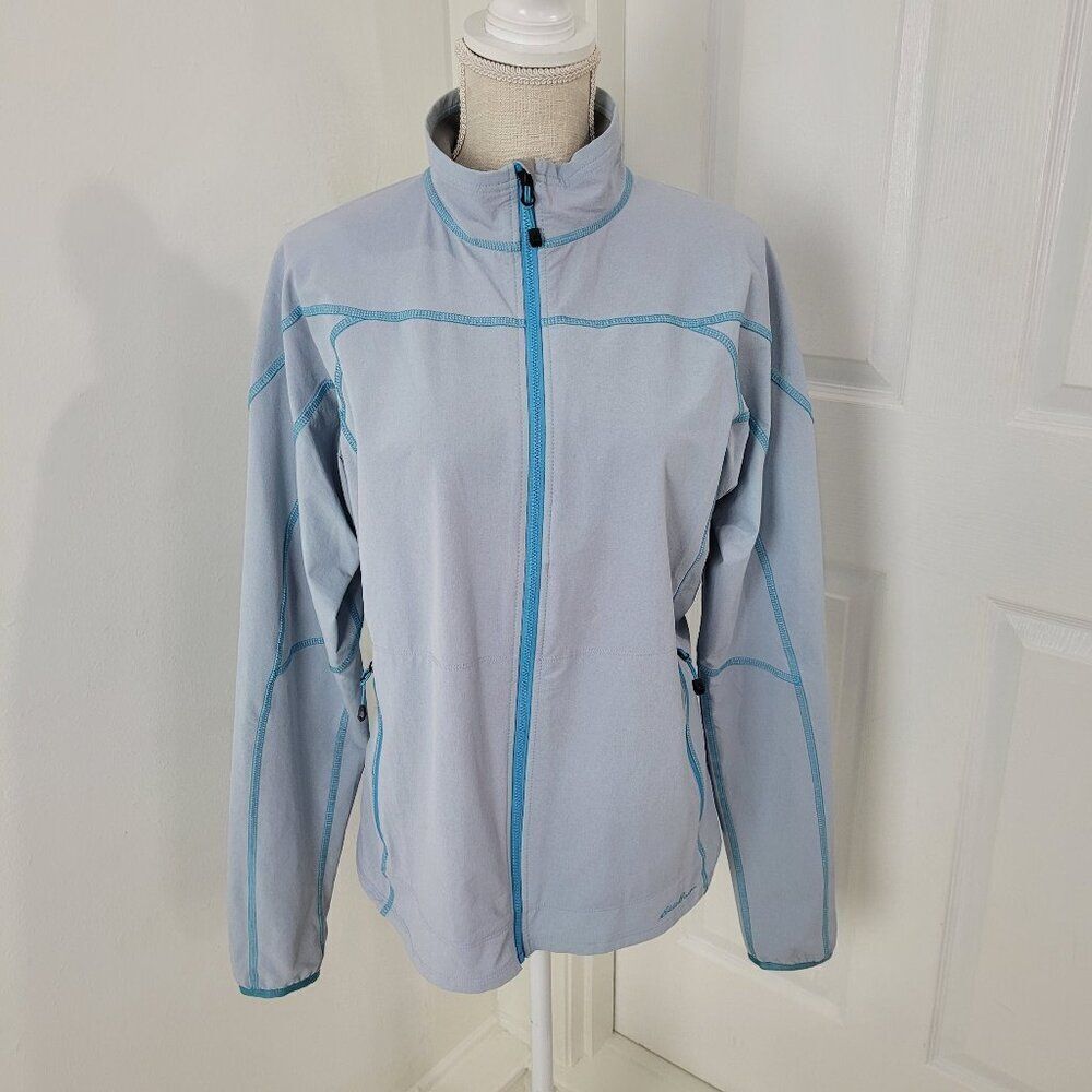 Eddie Bauer First Ascent Jacket Womens L Blue Softshell Rain Wind Hiking Trails